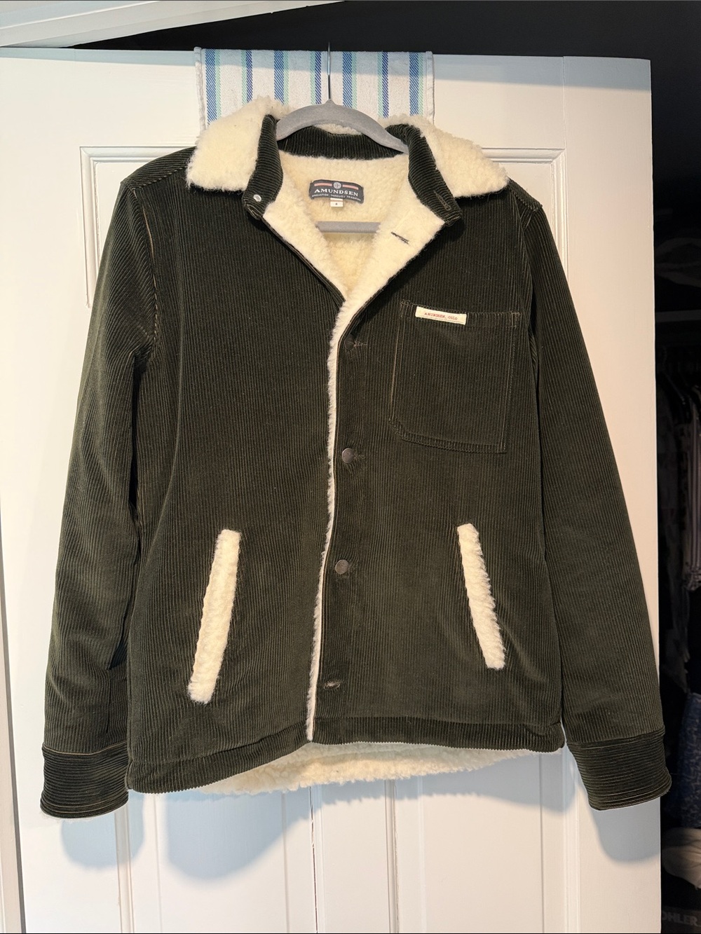 Amundsen Olive Green Corduroy Sherpa Jacket